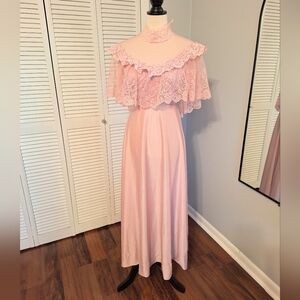 knee length dresses for ladies 70's Off White And Purple One Shoulder Ruffle Details Maxi Dress By JC –  Hamlets Vintage main image 1
